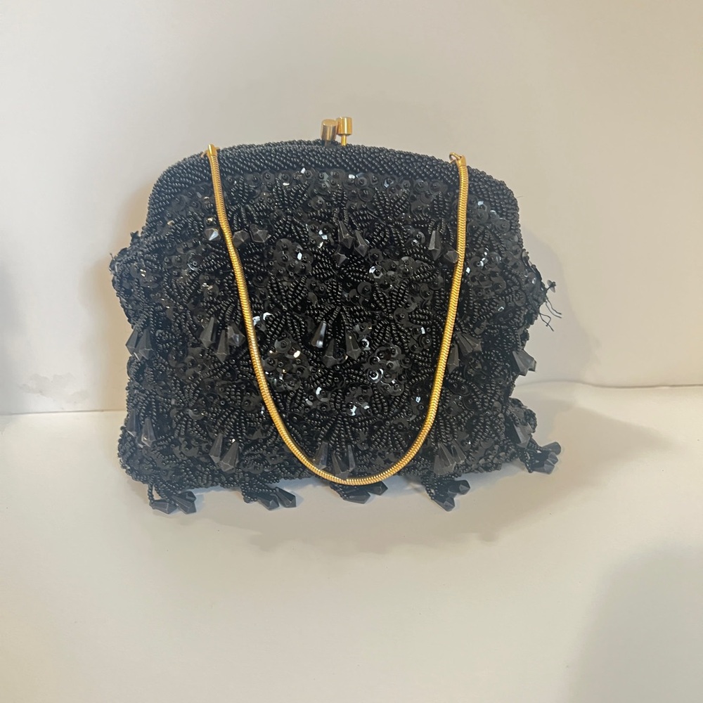 Elegant Black Beaded Evening Bag